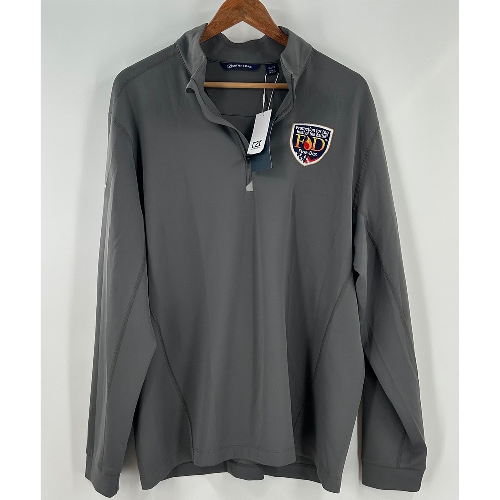 Cutter & Buck Mens XL Grey 1/4 Zip Fire-Dex Gear Wash 3M Scotchlite Pullover NEW